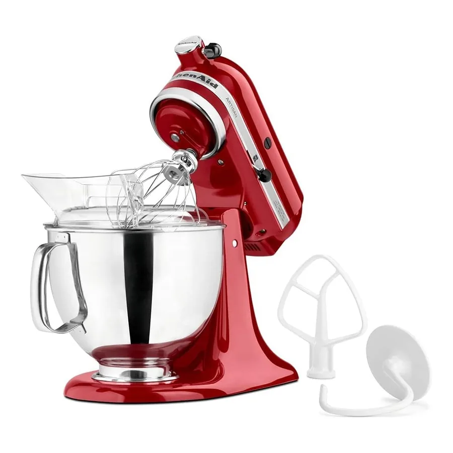 Batedeira KitchenAid KEA30CV em tom Empire Red, corpo metálico e tigela inox